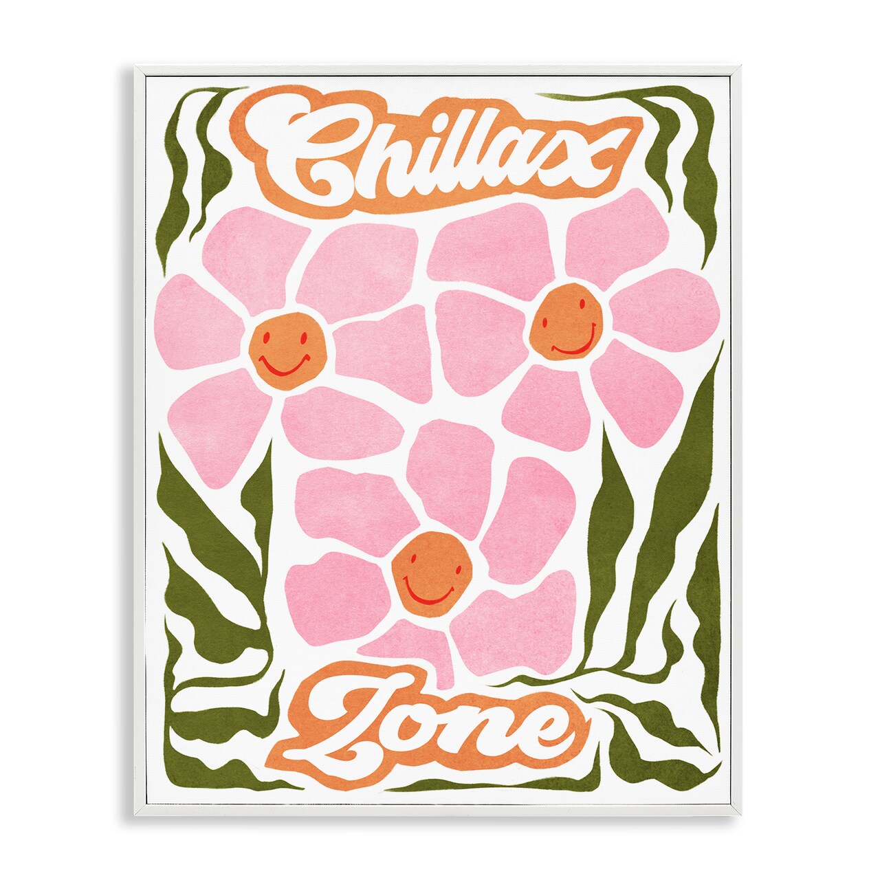 Stupell Industries Chillax Zone Groovy Flowers Framed Giclee By Ziwei Li